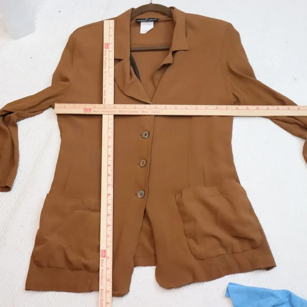 Vintage Carole Little Button Front Jacket Size‎ 12 Rust Brown, Oversized Pockets